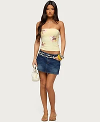 Edikted Women's Braelyn Sequin Floral Tube Top