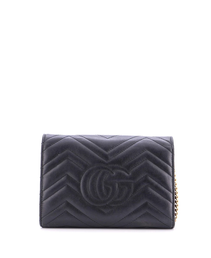 Pre-Owned Gucci Mini Gg Marmont Chain Wallet Matelasse Leather