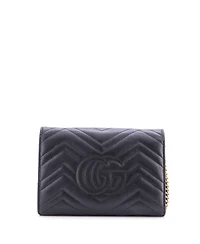 Pre-Owned Gucci Mini Gg Marmont Chain Wallet Matelasse Leather
