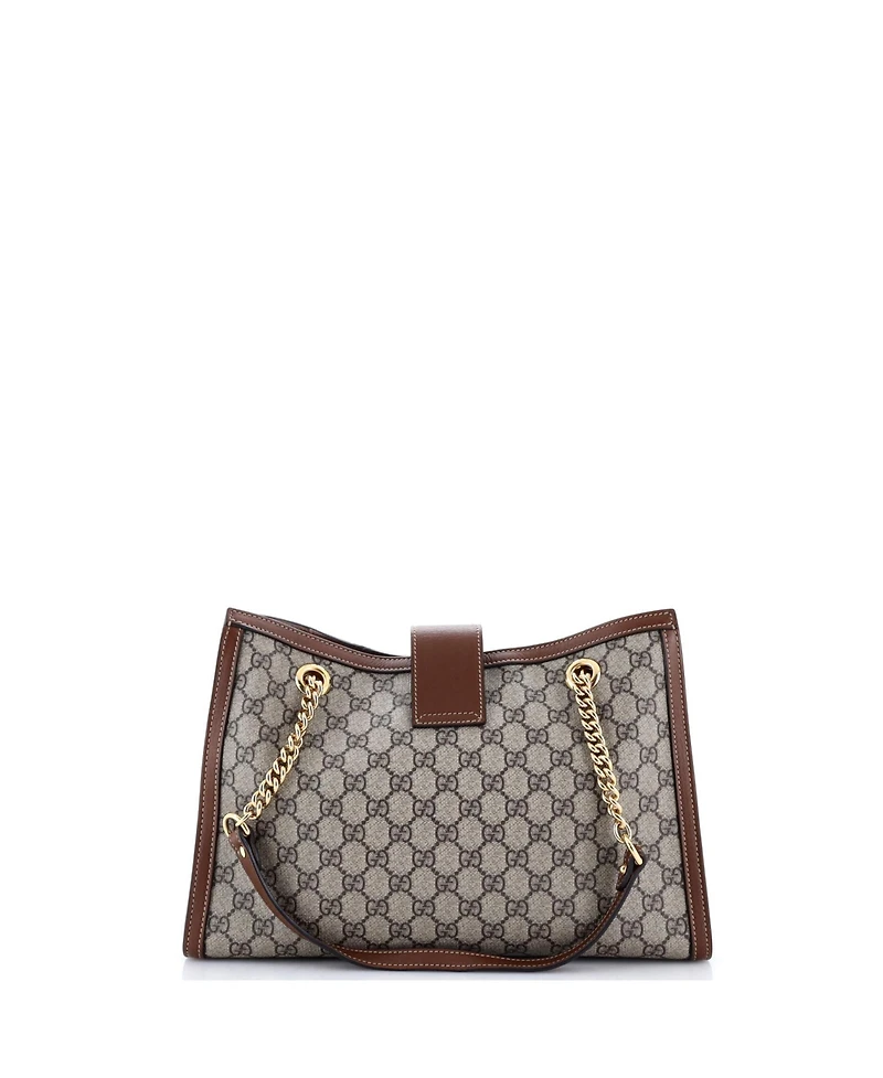 Pre-Owned Gucci Medium Padlock Chain Tote Gg Coated Canvas with Leather