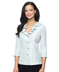 Alex Evenings Women's Shimmer Ruffle Neck Blouse