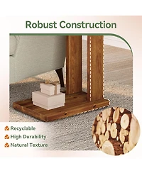 Rainsken Solid Wood C-Shaped Nightstand, Minimalist Bedside Table, 2-Tier End Table for Living Room, Bedroom