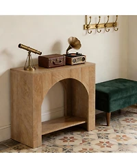 Rainsken 2 Tier Bedside Table, Farmhouse Nightstand with Open Shelf, Wooden Base and Spacious Tabletop, Accent Furniture for Living Room, Bedroom