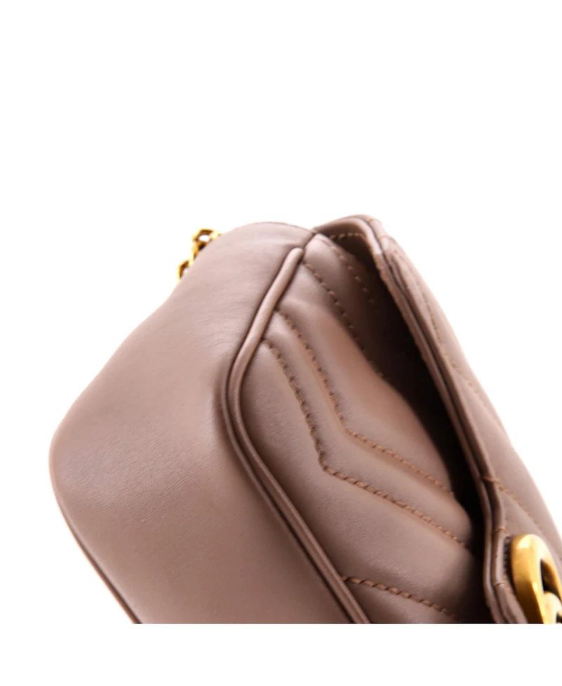 Pre-Owned Gucci Super Mini Gg Marmont Flap Bag Matelasse Leather