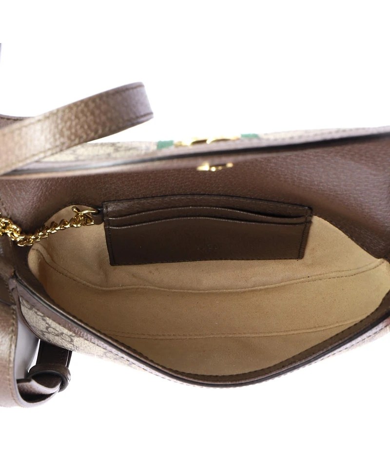 Pre-Owned Gucci Mini Ophidia Curved Flap Shoulder Bag Gg Coated Canvas