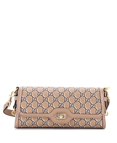 Pre-Owned Gucci Small Luce Shoulder Bag Optical Gg Printed Leather