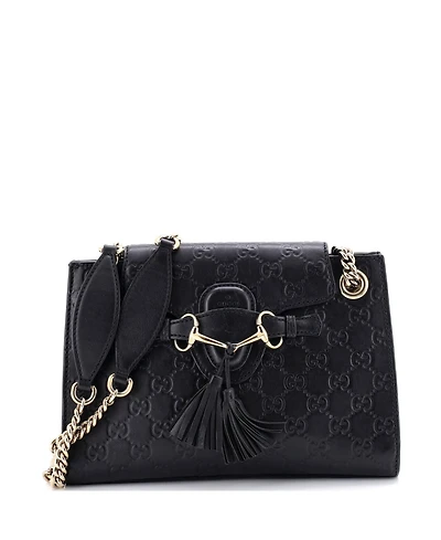 Pre-Owned Gucci Small Emily Chain Flap Shoulder Bag Guccissima Leather