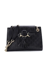 Pre-Owned Gucci Small Emily Chain Flap Shoulder Bag Guccissima Leather
