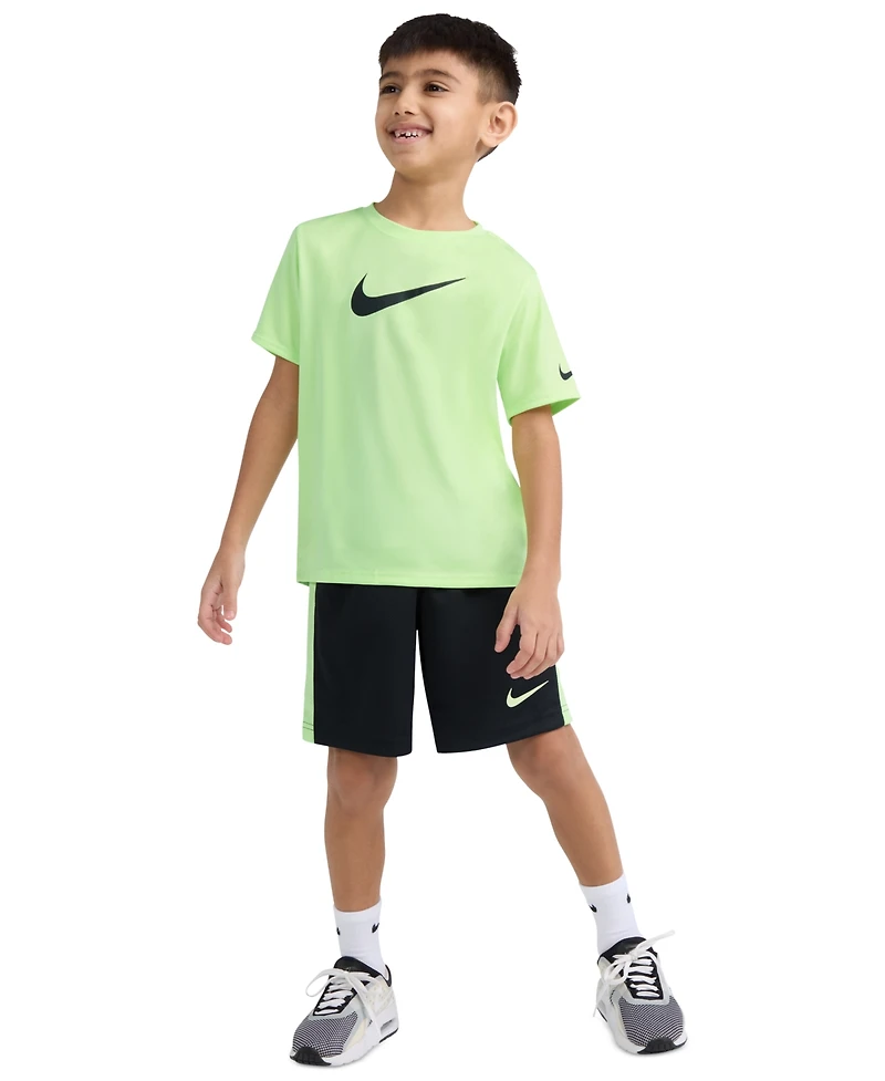 Nike Little Boys Dri-fit Swoosh T-Shirt & Shorts, 2 Piece Set