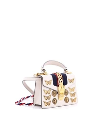 Pre-Owned Gucci Mini Sylvie Top Handle Bag Embellished Leather