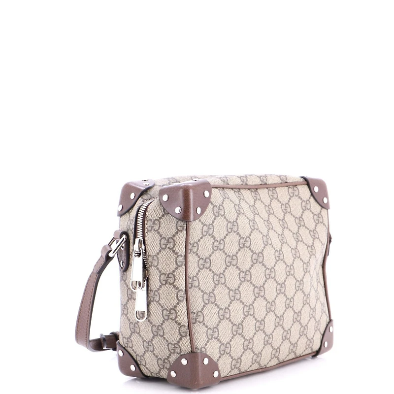 Pre-Owned Gucci Trunk Shoulder Bag Gg Coated Canvas with Studded Leather