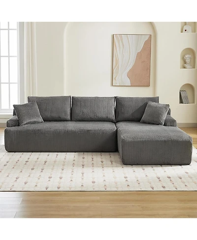 gaomon 106" Modular Sectional Sofa, Corduroy Cloud Couch with L-Shaped Chaise, No Assembly