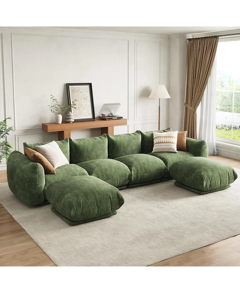 gaomon 126" U-Shaped Modular Sectional Sofa, Chenille Cloud Couch with Deep Seat
