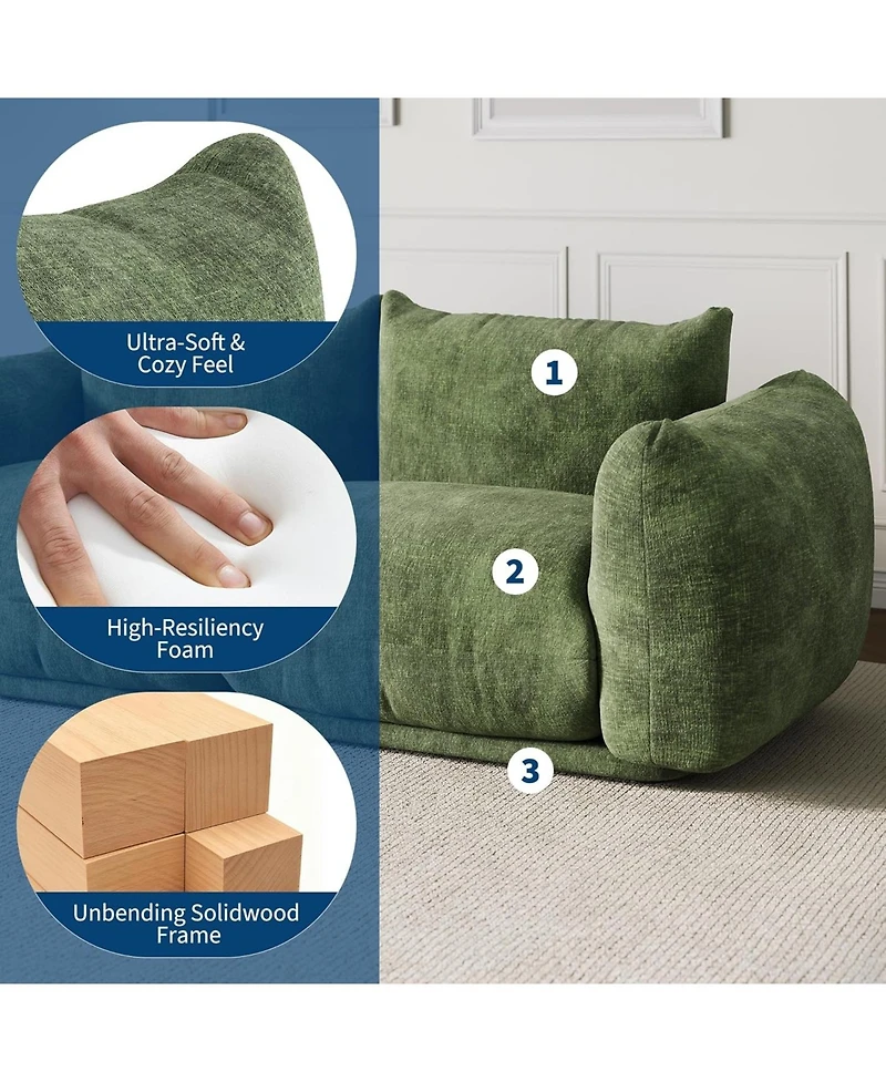 gaomon Modular Sofa Set of 2 Loveseats, Chenille Cloud Couch with Deep Seat