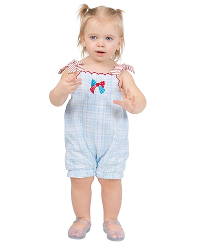 Rare Editions Baby Girls' Gingham Romper with Embroidery