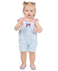 Rare Editions Baby Girls' Gingham Romper with Embroidery