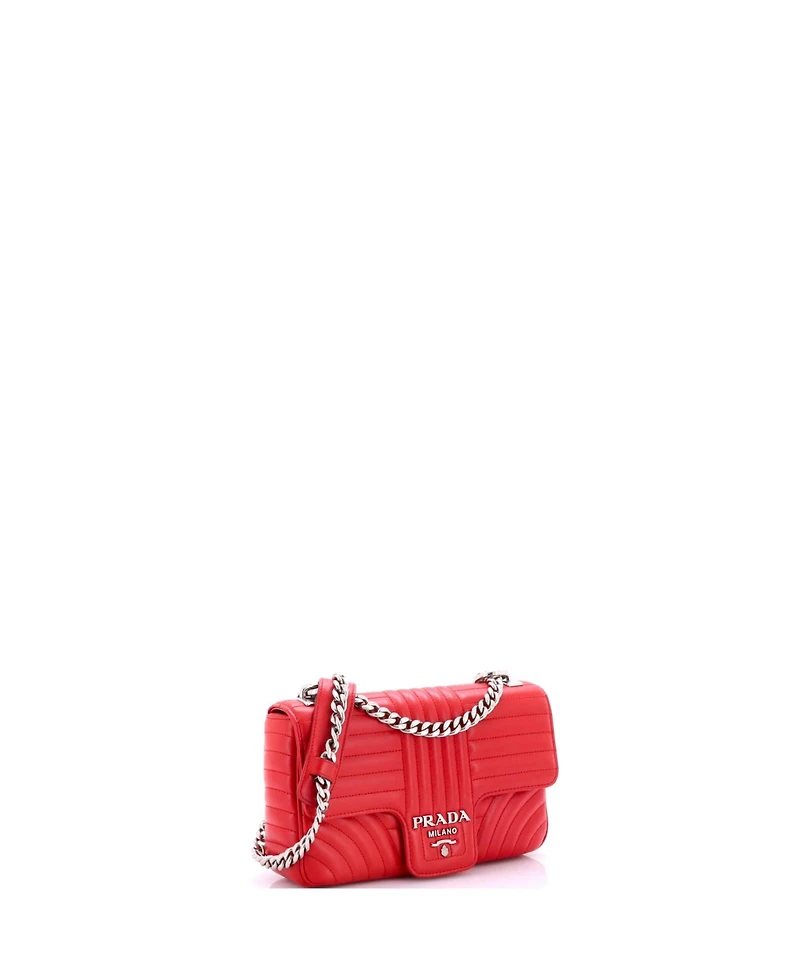 Pre-Owned Prada Medium Chain Flap Shoulder Bag Diagramme Quilted Leather