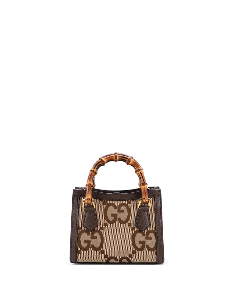Pre-Owned Gucci Mini Diana Nm Bamboo Handle Tote Jumbo Gg Canvas
