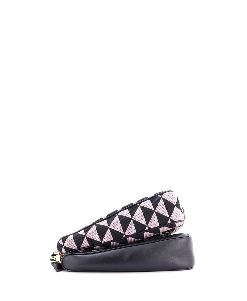 Pre-Owned Prada Mini Double Symbole Triangle Bag Leather and Jacquard