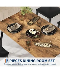 gaomon 5 Piece Dining Table Set for 4, Space-Saving Kitchen Table with Upholstered Chairs, Compact Dinner Set for Small Spaces, Apartment, Dining Room