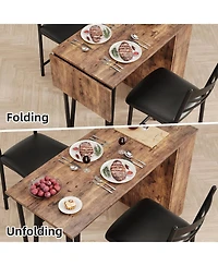 gaomon Bar Table Set of 2 with 3 Storage Shelves, Extendable Dining Table with 2 Cushioned Chairs