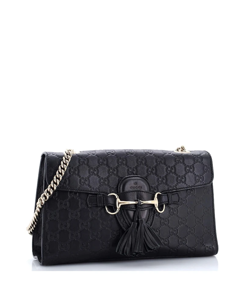 Pre-Owned Gucci Medium Emily Chain Flap Bag Guccissima Leather