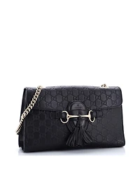 Pre-Owned Gucci Medium Emily Chain Flap Bag Guccissima Leather