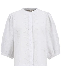 Barbour Women's Layla Broderie Anglaise Concealed Placket Top