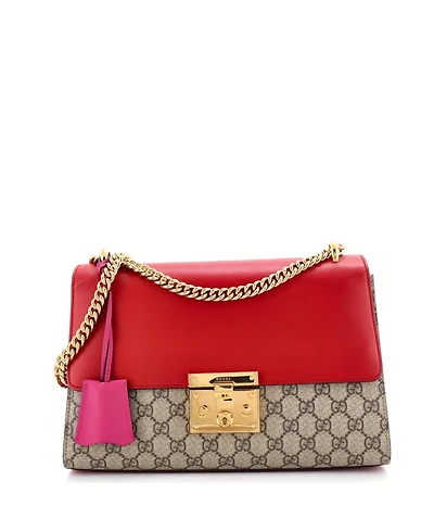 Pre-Owned Gucci Medium Padlock Shoulder Bag Gg Coated Canvas and Leather