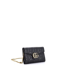 Pre-Owned Gucci Mini Pearly Gg Marmont Chain Wallet Matelasse Leather