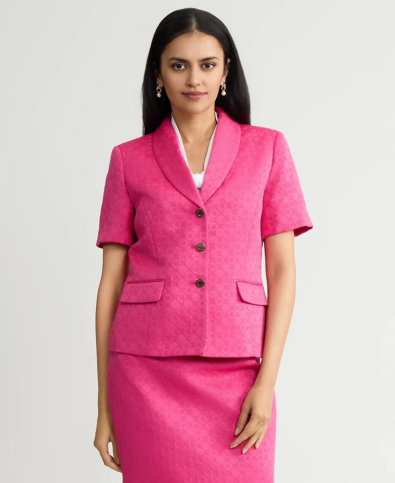 Kasper Women's Circle Jacquard Short-Sleeve Blazer, Regular & Petite
