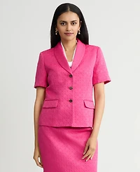Kasper Women's Circle Jacquard Short-Sleeve Blazer, Regular & Petite