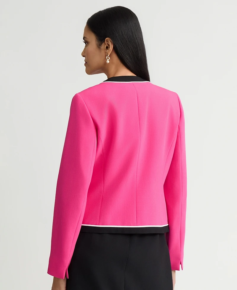 Kasper Women's Contrast-Trim Open-Front Jacket, Regular & Petite