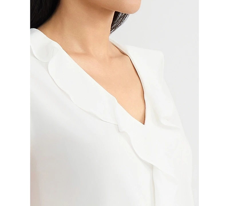 Kasper Women's Mixed-Media Ruffled Top, Regular & Petite