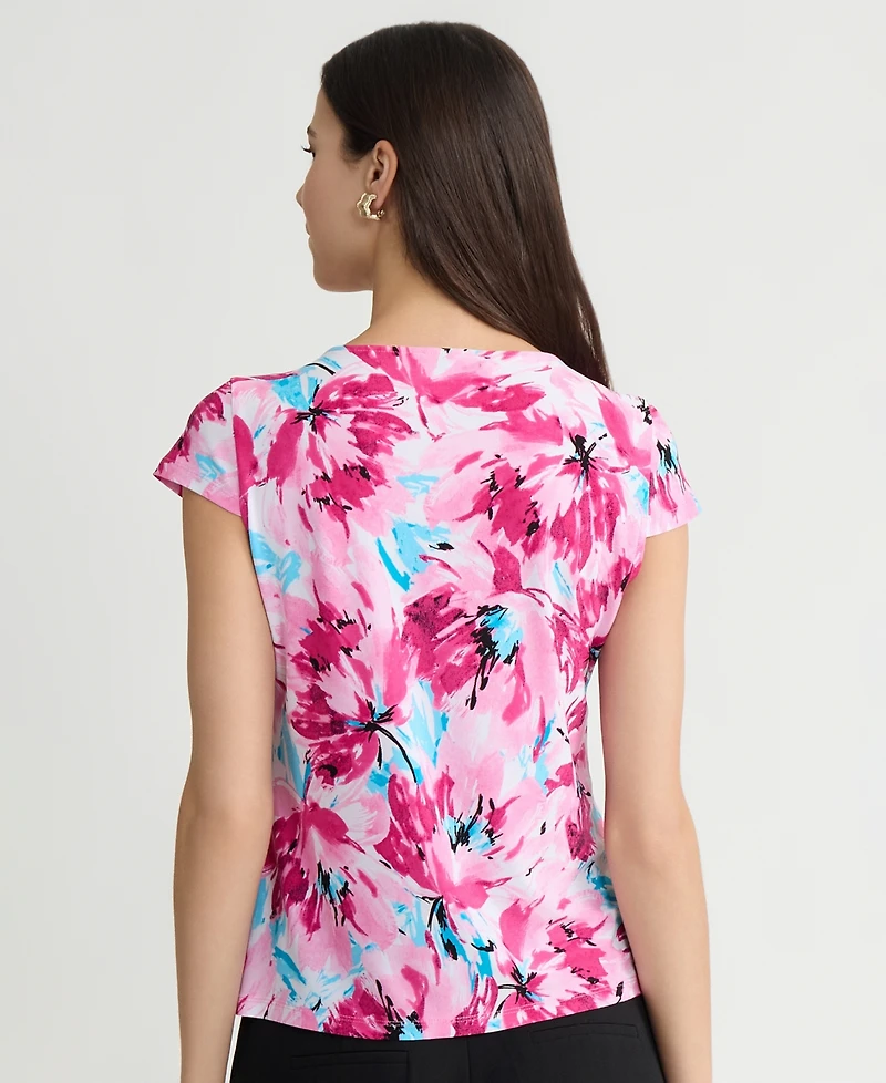 Kasper Women's Printed Cowlneck Top