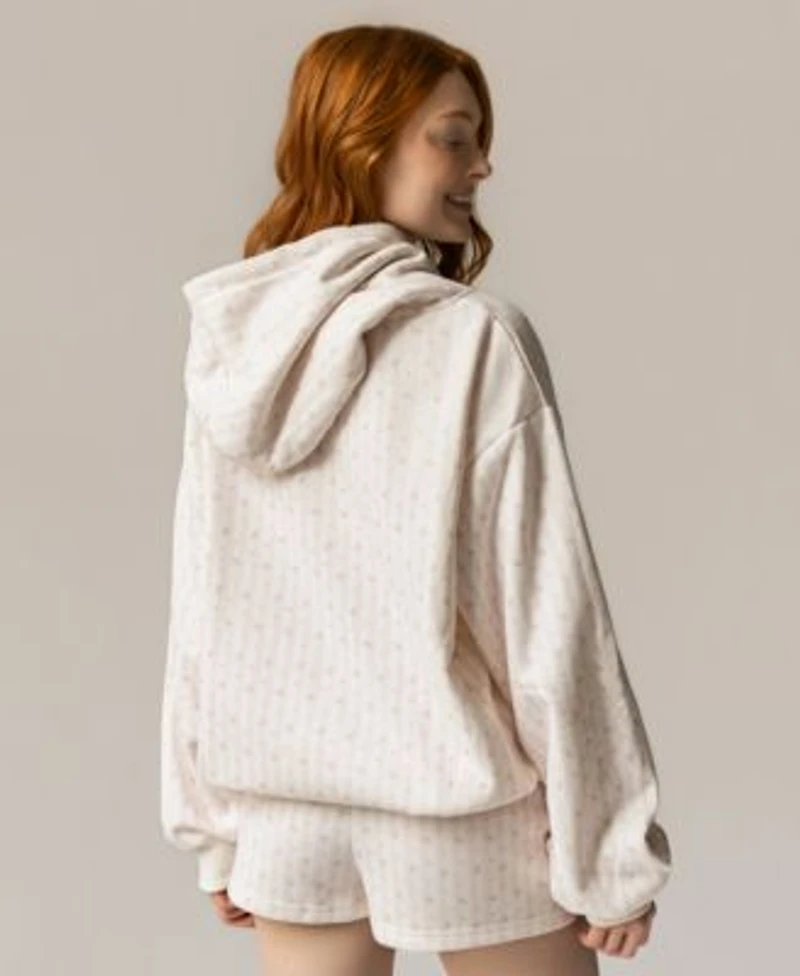 The Happy Camp3r Juniors Floral Print Hooded Logo Sweatshirt Shorts