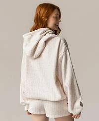 The Happy Camp3r Juniors Floral Print Hooded Logo Sweatshirt Shorts