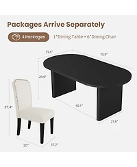 gaomon 70.8 Inch Oval Dining Table with Upholstered Dining Chairs, Kitchen Table with Sturdy Wooden Base