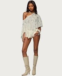 Edikted Women's Triana Bead and Sequin Chiffon Poncho