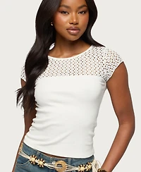 Edikted Women's Camile Lacey Ribbed Top