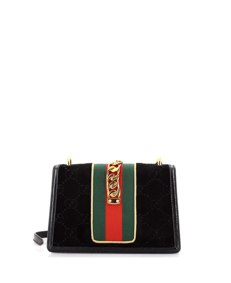 Pre-Owned Gucci Small Sylvie Shoulder Bag Gg Velvet