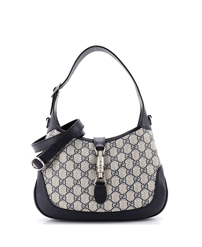 Pre-Owned Gucci Small Web Strap Jackie 1961 Hobo Gg Coated Canvas with Leather