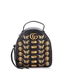 Pre-Owned Gucci Small Gg Marmont Backpack Embellished Matelasse Leather