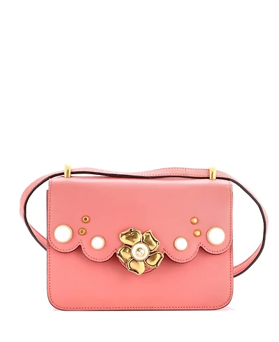 Pre-Owned Gucci Small Pearly Peony Shoulder Bag Leather