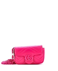 Pre-Owned Gucci Super Mini Gg Marmont Monochrome Flap Bag Matelasse Leather