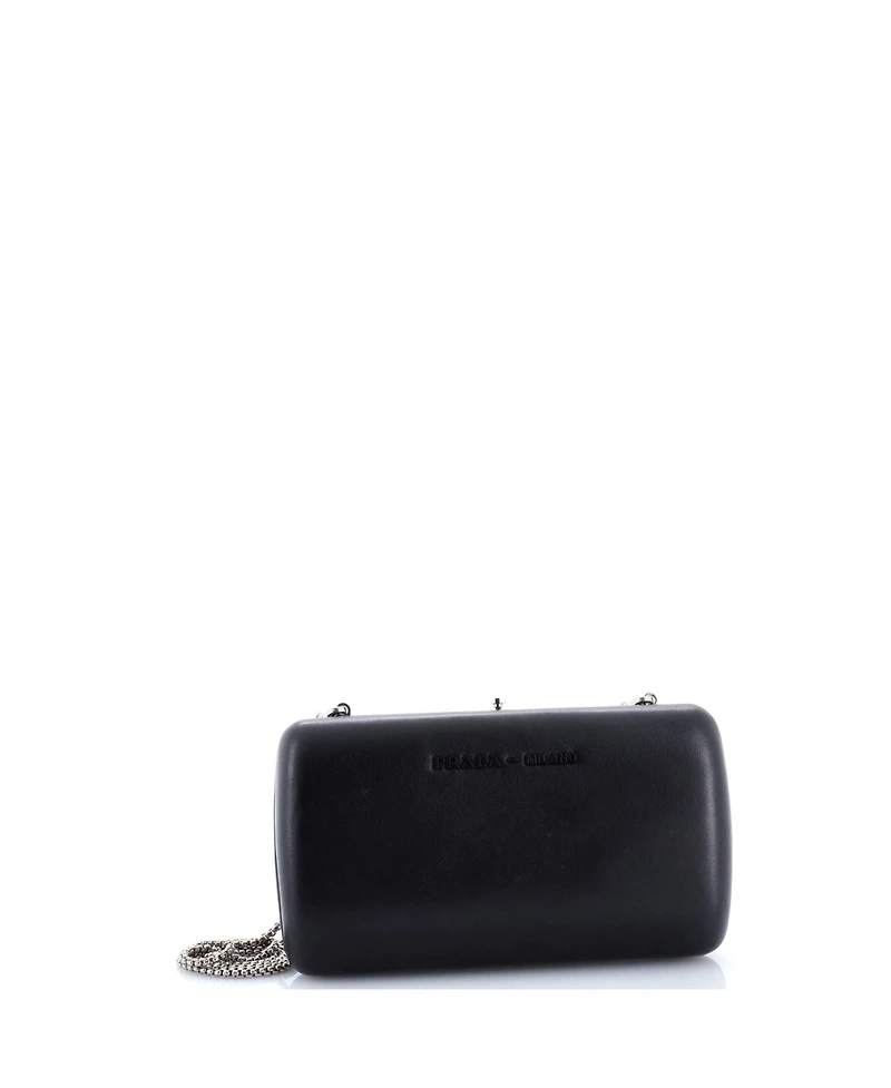 Pre-Owned Prada Logo Convertible Chain Box Clutch Leather