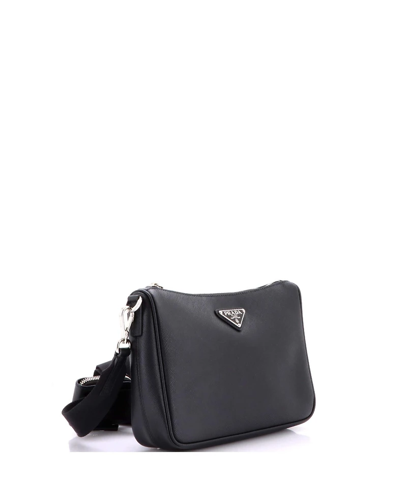 Pre-Owned Prada Small Re-Edition Zip Messenger Bag Saffiano Leather