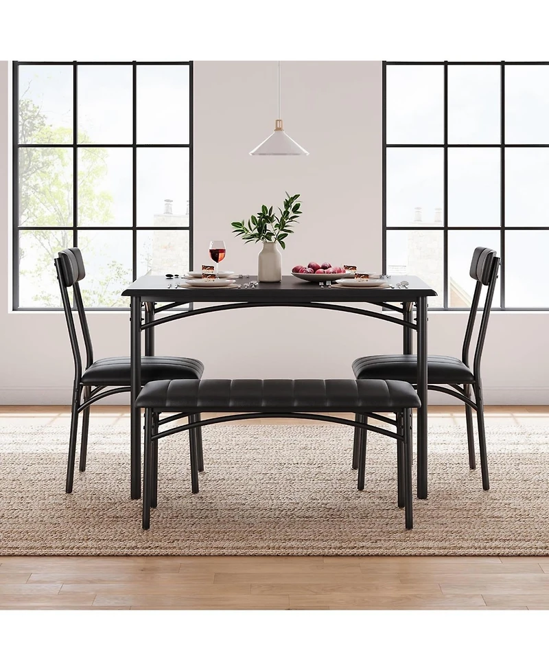 gaomon Dining Table Set for 4, Kitchen Table with Upholstered Bench and 2 Chairs, Kitchen Table and Chairs Set, for Small Space, Apartment