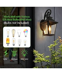 Flynama 14" Outdoor Wall Lanterns 2-Pack, Waterproof Wall Sconce with Clear Glass Panels, Patio, Garden