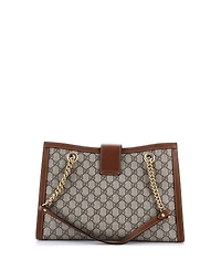 Pre-Owned Gucci Medium Padlock Chain Tote Gg Coated Canvas with Leather